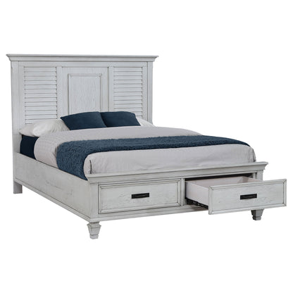 Franco Wood Panel Bed Distressed White