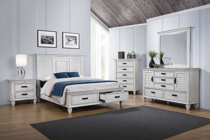 Franco Wood Panel Bed Distressed White