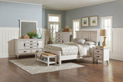 Cama Franco con paneles de madera en blanco envejecido