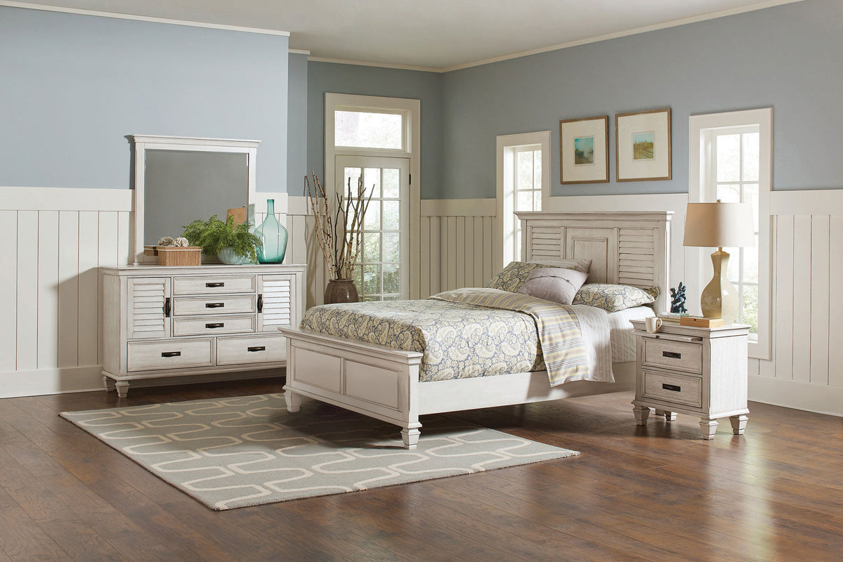 Conjunto de dormitorio Franco blanco desgastado