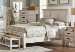 Cama Franco con paneles de madera en blanco envejecido