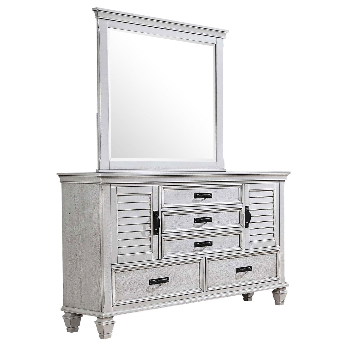 Franco 5-drawer Dresser Distressed White