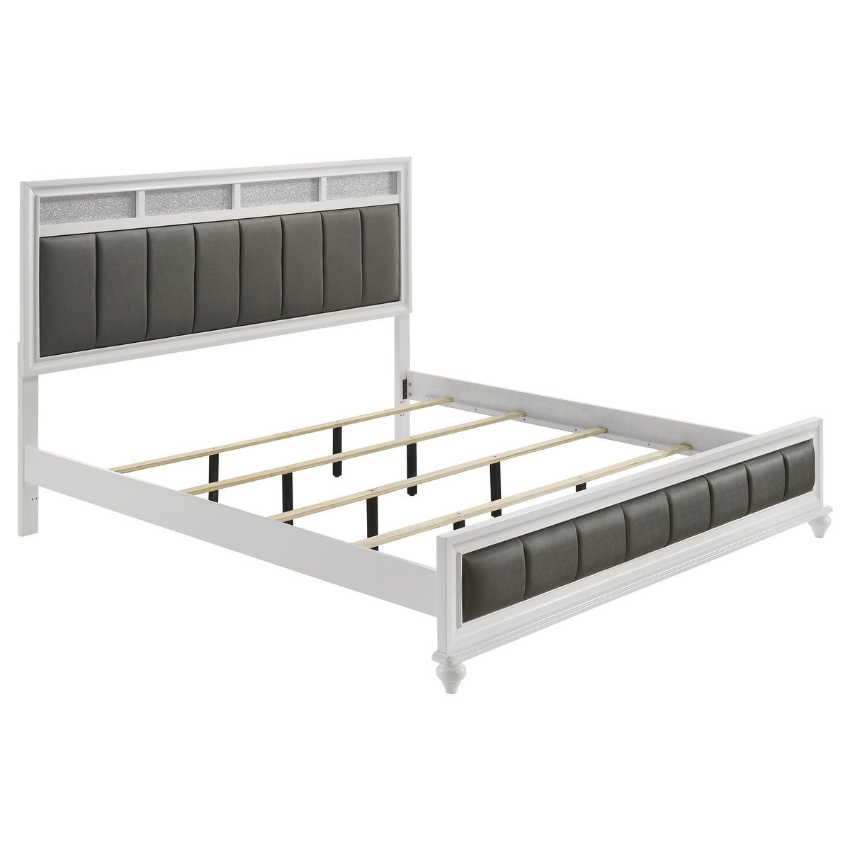 Barzini Wood  Panel Bed White