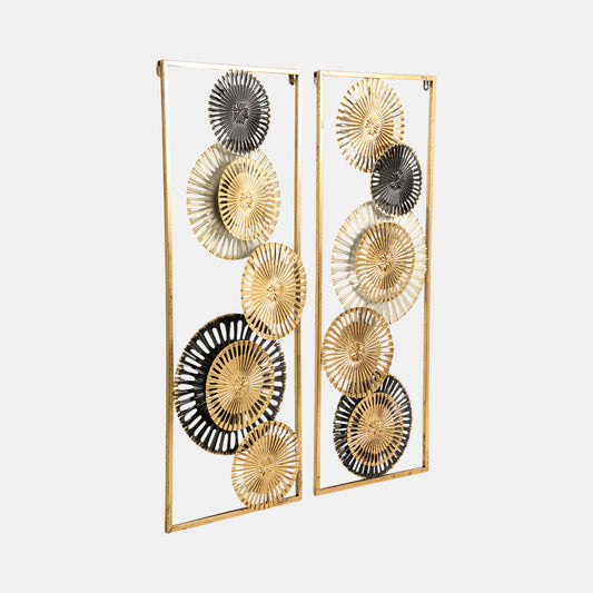 S/2 32" Pierced Disc Wall Panels in Gold