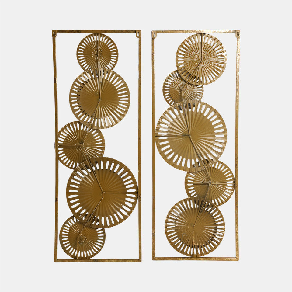 Paneles de pared metálicos con disco perforado de 32" (tamaño mediano), dorados y multicolor