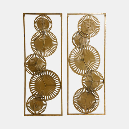 Paneles de pared metálicos con disco perforado de 32" (tamaño mediano), dorados y multicolor