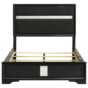 Cama Miranda de 51 pulgadas con paneles de almacenamiento de madera, color negro
