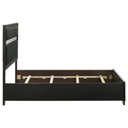 Cama Miranda de 51 pulgadas con paneles de almacenamiento de madera, color negro