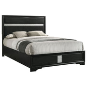 Cama Miranda de 51 pulgadas con paneles de almacenamiento de madera, color negro