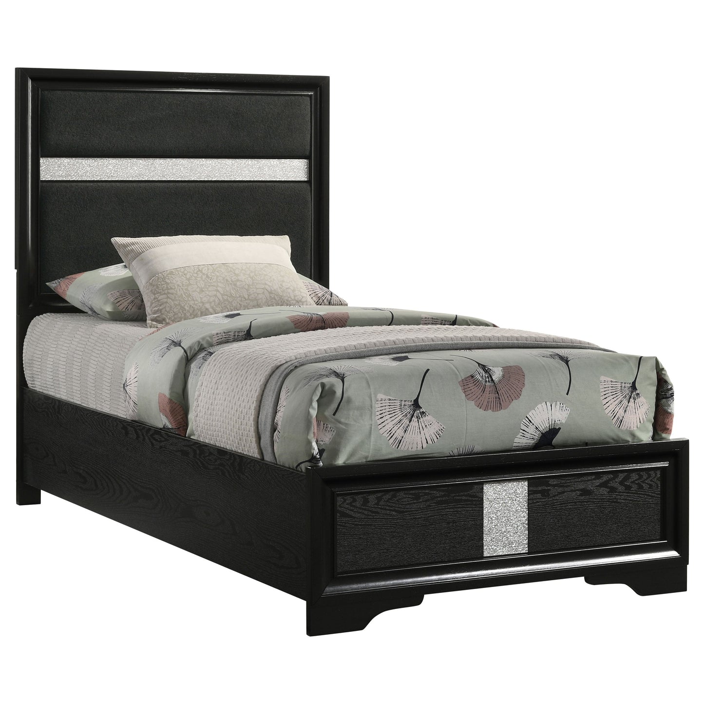 Miranda 51-inch Wood  Storage Panel Bed Black