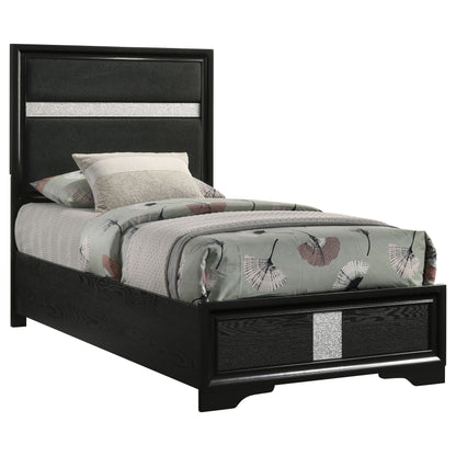 Miranda 51-inch Wood  Storage Panel Bed Black