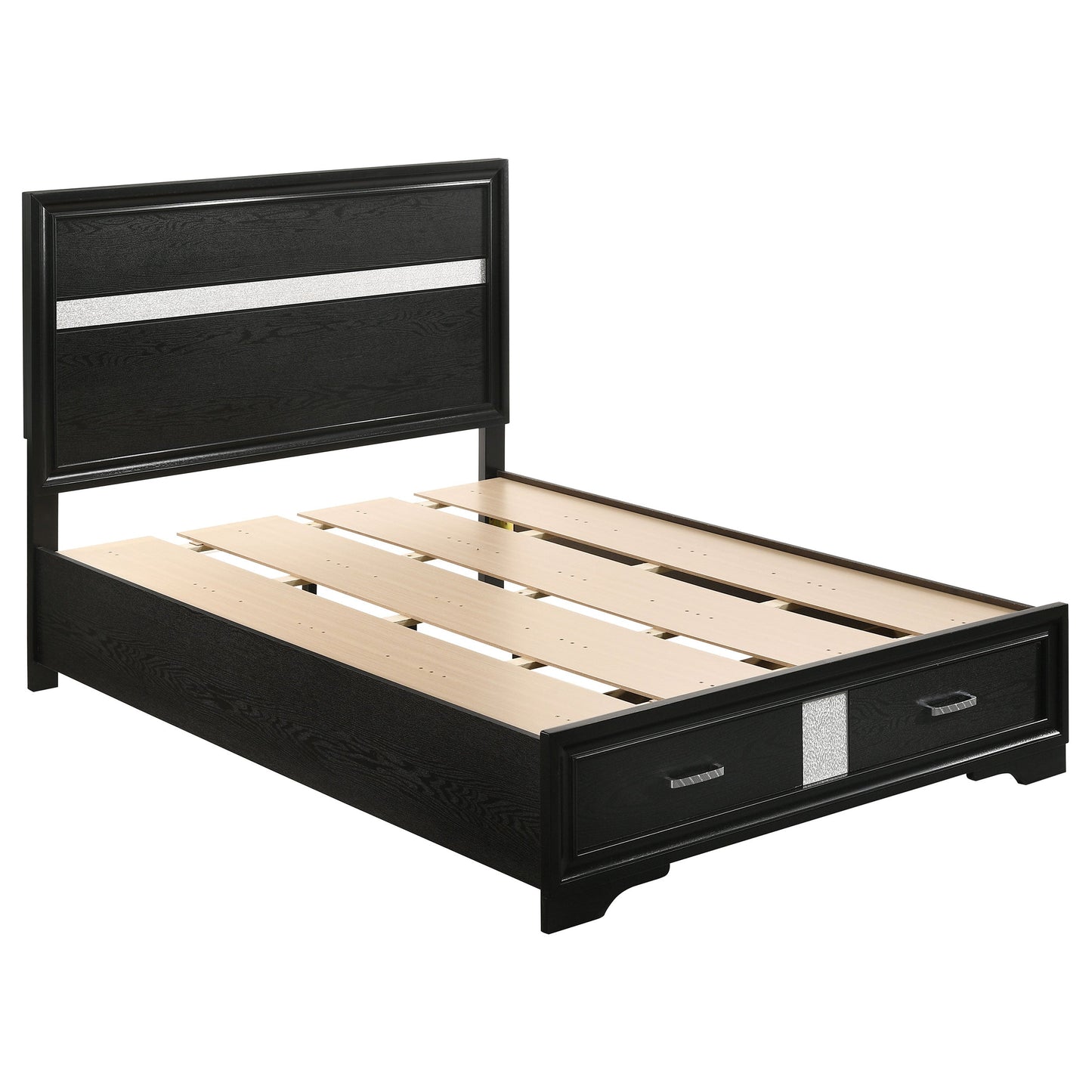 Miranda 51-inch Wood  Storage Panel Bed Black