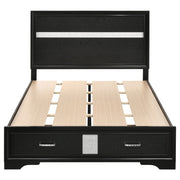 Cama Miranda de 51 pulgadas con paneles de almacenamiento de madera, color negro
