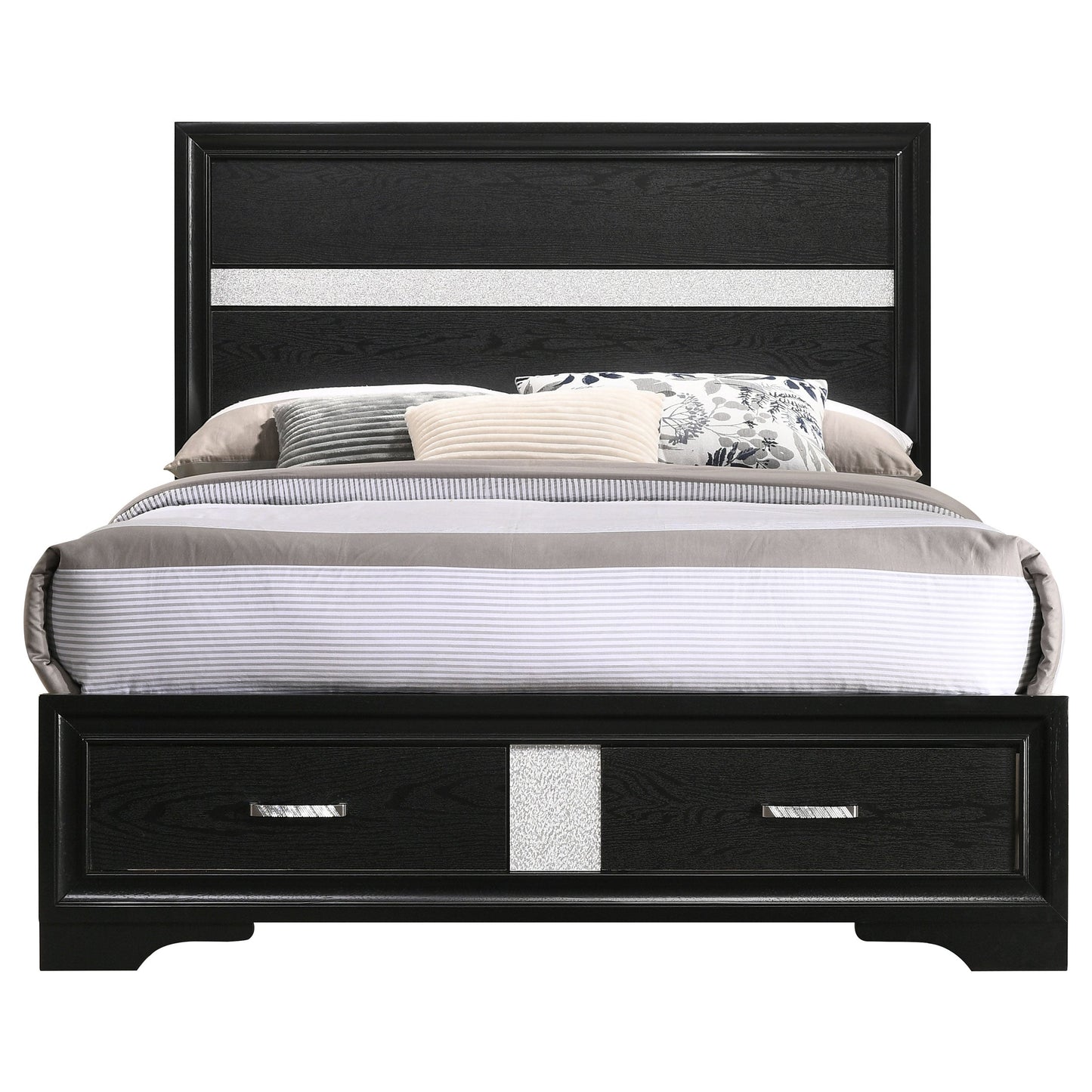 Miranda 51-inch Wood  Storage Panel Bed Black