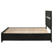Cama Miranda de 51 pulgadas con paneles de almacenamiento de madera, color negro