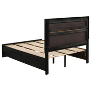 Cama Miranda de 51 pulgadas con paneles de almacenamiento de madera, color negro