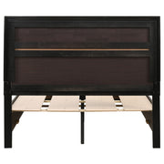 Cama Miranda de 51 pulgadas con paneles de almacenamiento de madera, color negro