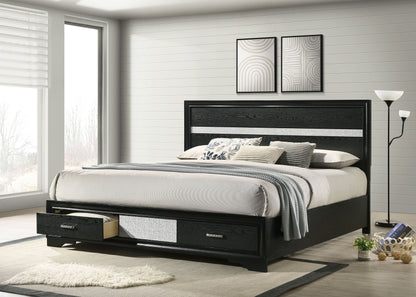 Miranda 51-inch Wood  Storage Panel Bed Black