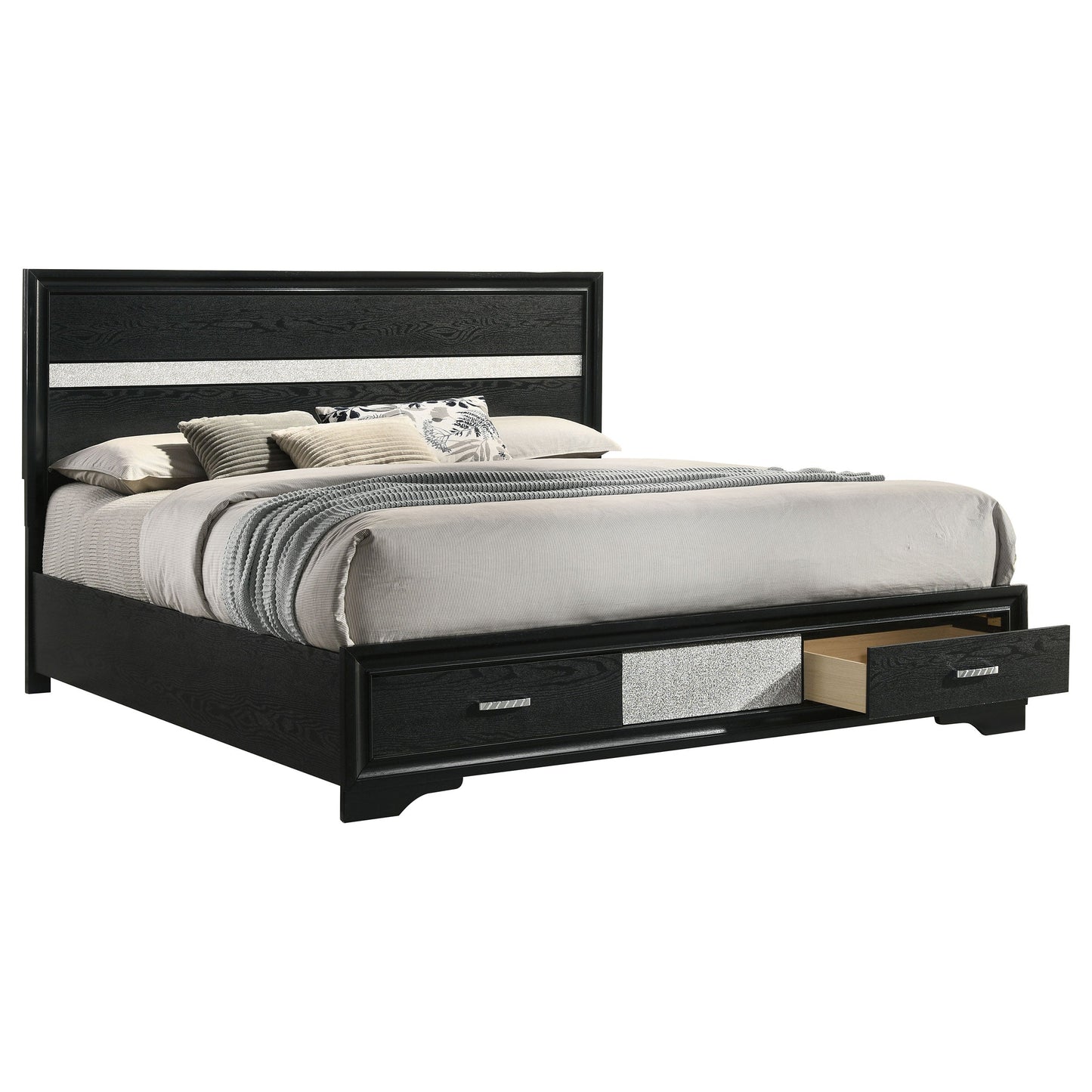 Miranda 51-inch Wood  Storage Panel Bed Black
