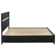 Cama Miranda de 51 pulgadas con paneles de almacenamiento de madera, color negro