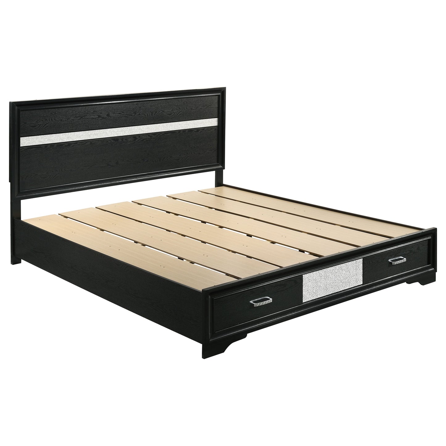 Miranda 51-inch Wood  Storage Panel Bed Black