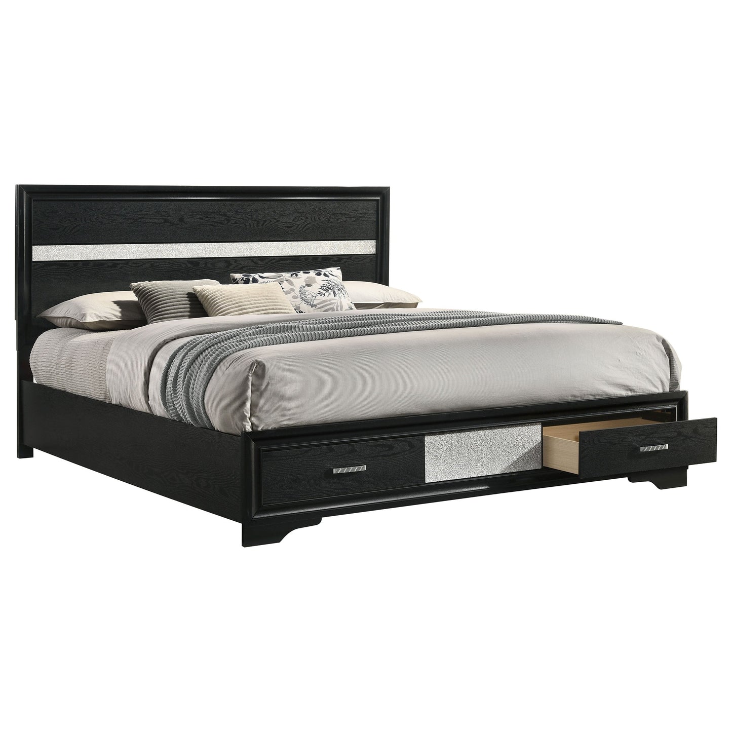 Miranda 51-inch Wood  Storage Panel Bed Black