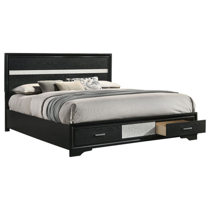 Miranda 51-inch Wood  Storage Panel Bed Black