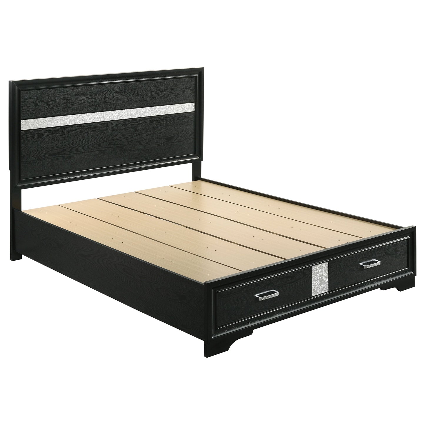 Miranda 51-inch Wood  Storage Panel Bed Black