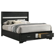Cama Miranda de 51 pulgadas con paneles de almacenamiento de madera, color negro