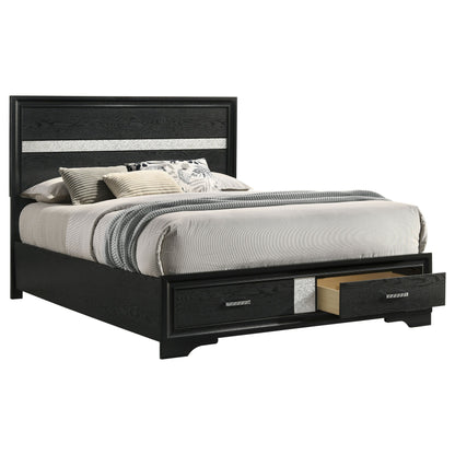 Miranda 51-inch Wood  Storage Panel Bed Black