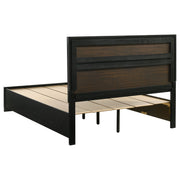 Cama Miranda de 51 pulgadas con paneles de almacenamiento de madera, color negro