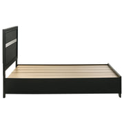 Cama Miranda de 51 pulgadas con paneles de almacenamiento de madera, color negro