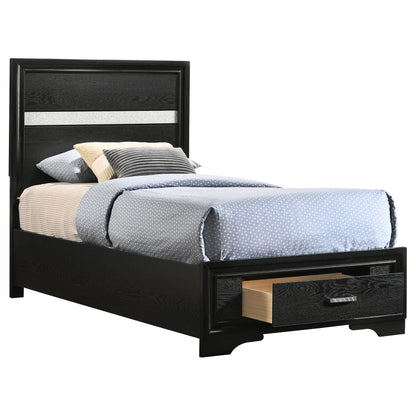 Miranda 51-inch Wood  Storage Panel Bed Black