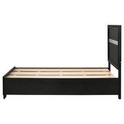 Cama Miranda de 51 pulgadas con paneles de almacenamiento de madera, color negro