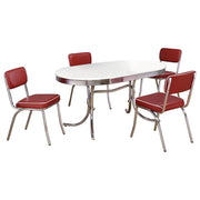Retro Oval Dining Table Set White and Black