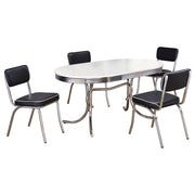 Retro Oval Dining Table Set White and Black