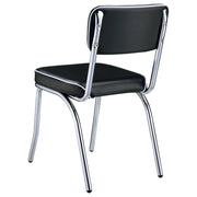 Silla de comedor tapizada retro negra (juego de 2)