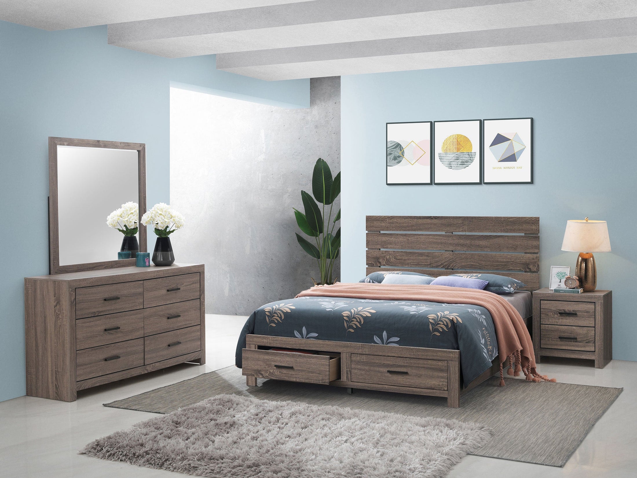 Juego de dormitorio Brantford en roble barril