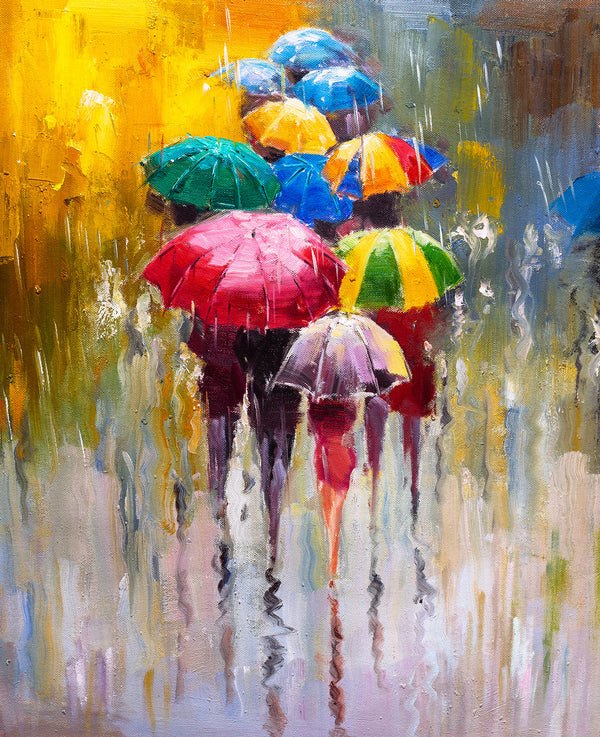 ''Radiant Rainwalk Abstraction'' Printed Wrapped Canvas