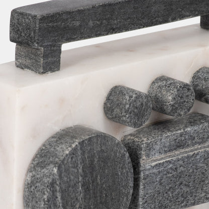 8" Marble Boombox, White/black
