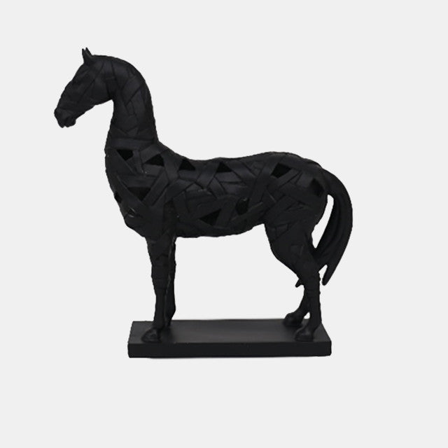17" Horse Sculpture On Base, Black
