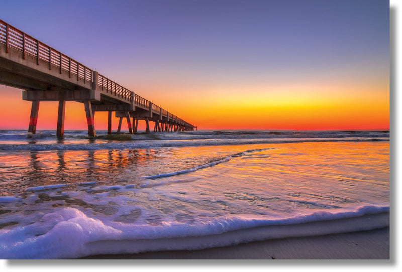 ''Jacksonville Beach Pier'' Tempered Glass