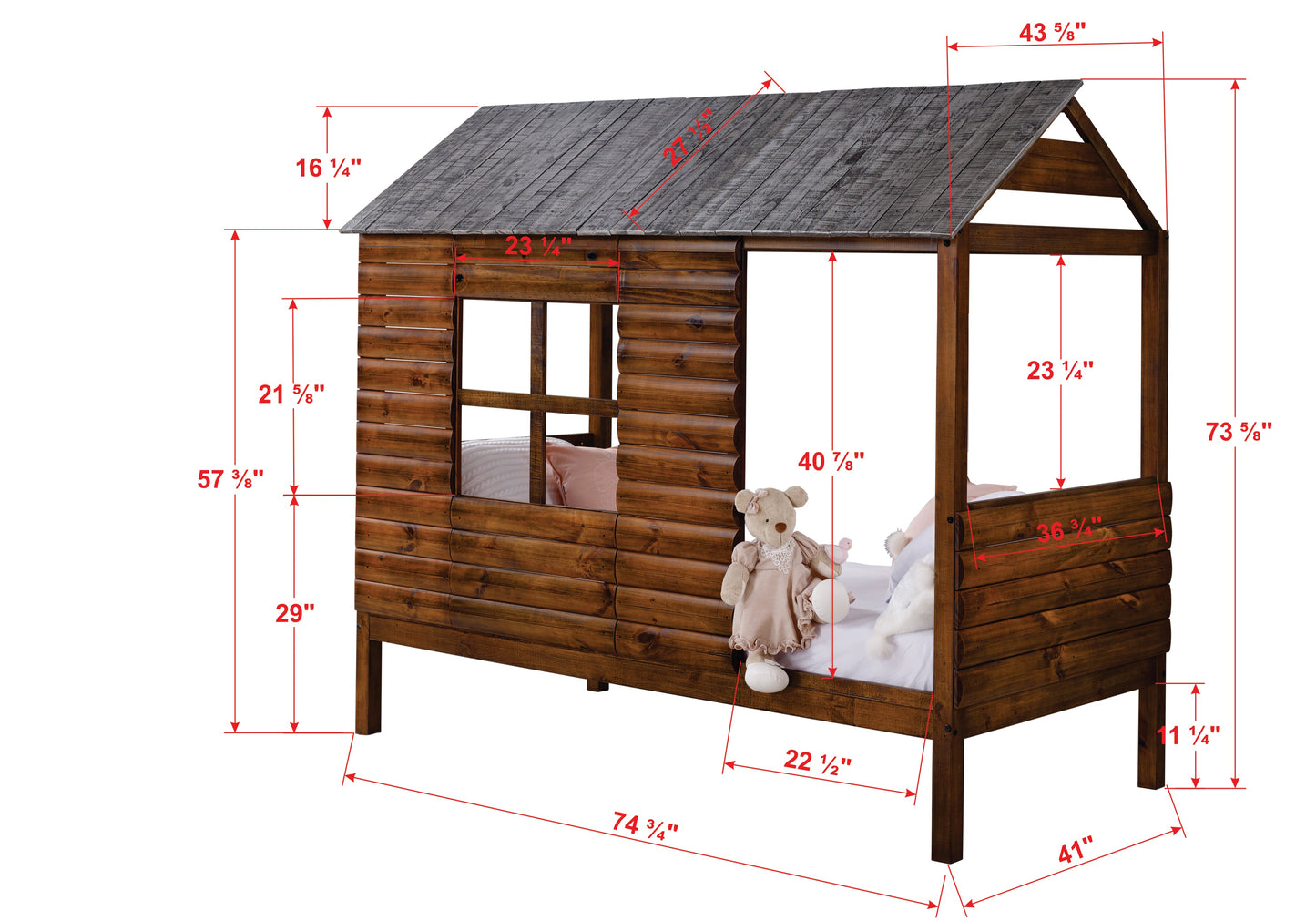 Log Cabin Low Loft with Trundle