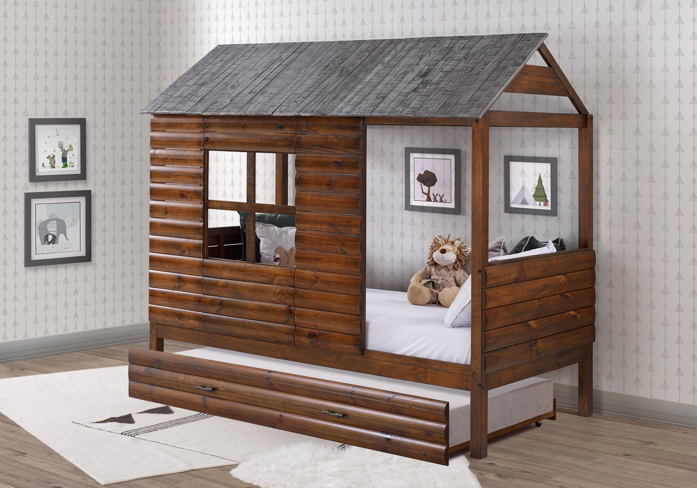 Log Cabin Low Loft with Trundle