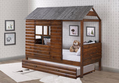 Log Cabin Low Loft with Trundle