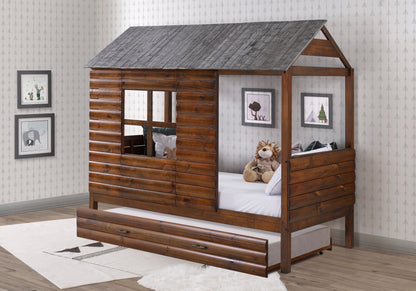 Log Cabin Low Loft with Trundle