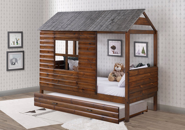 Log Cabin Low Loft with Trundle