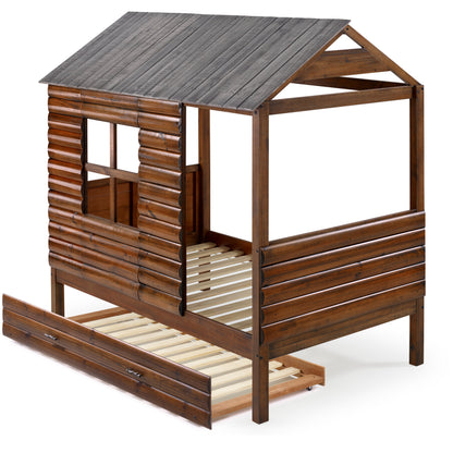 Log Cabin Low Loft with Trundle