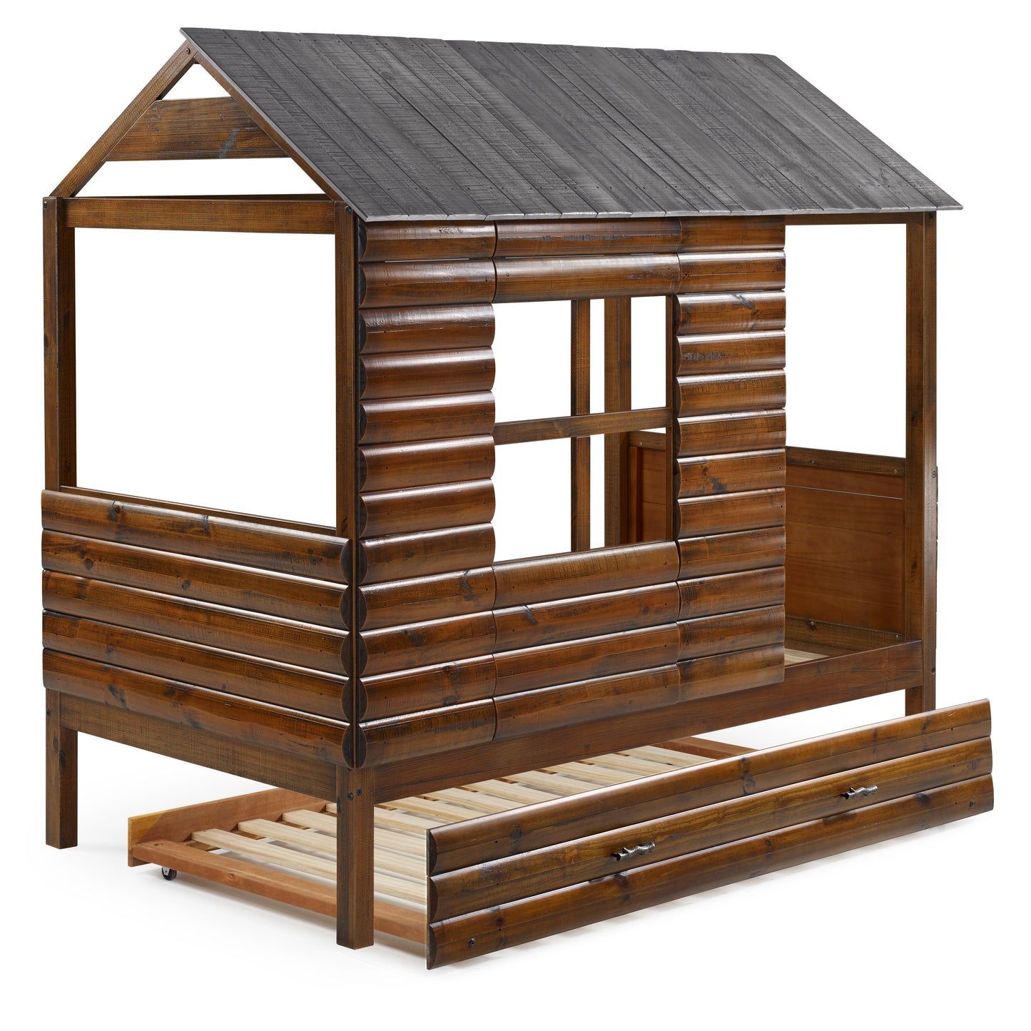Log Cabin Low Loft with Trundle