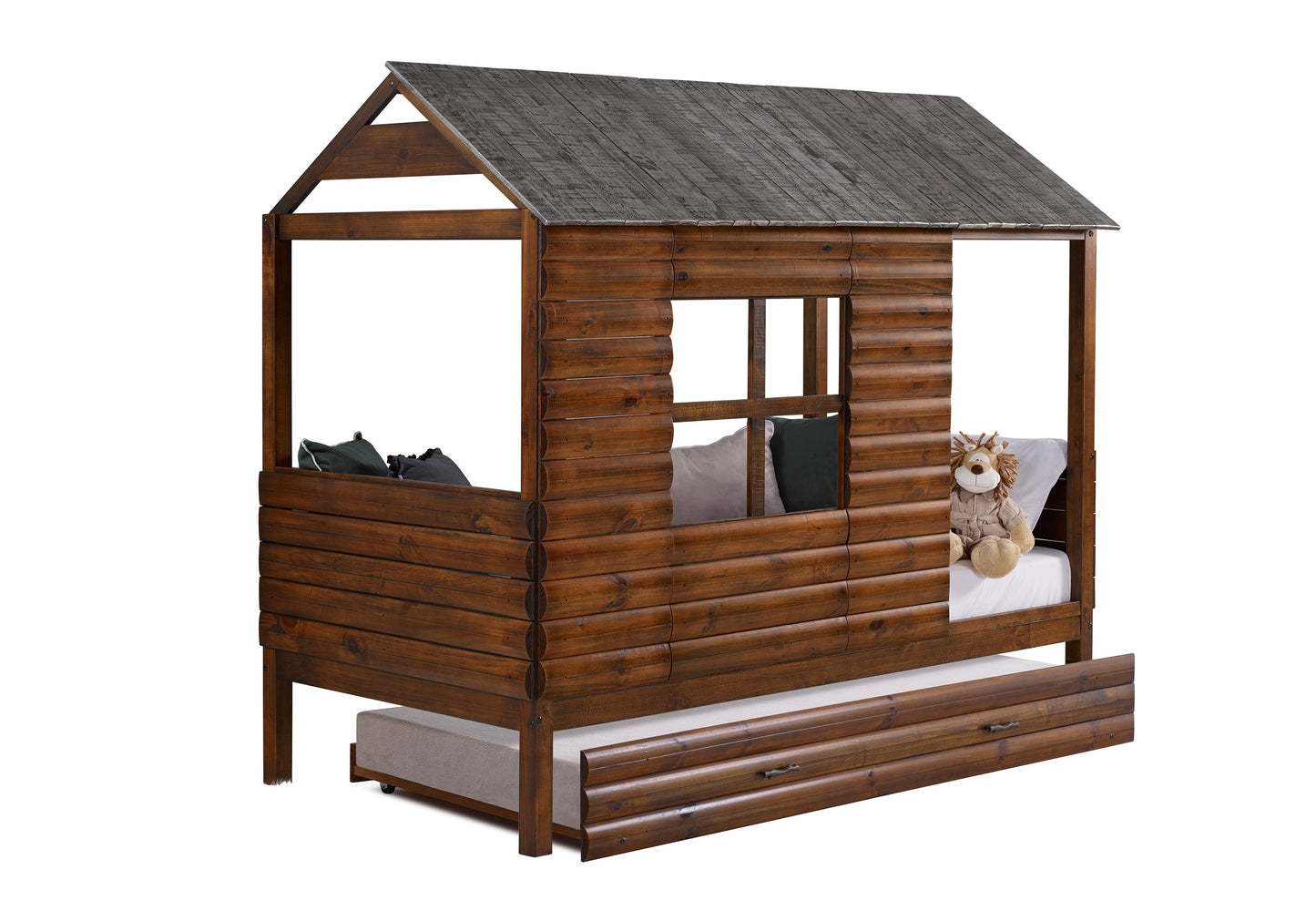 Log Cabin Low Loft with Trundle